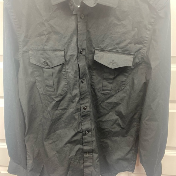 Express Mens MK2 Shirt Modern Fit Size M 15-15.5 Black Button Up Roll Tab - Picture 6 of 8